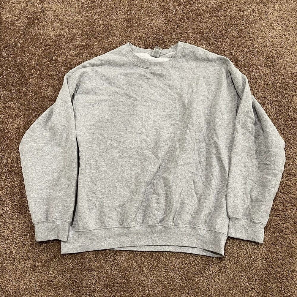 Gilden Men’s Grey Long Sleeve Pullover Size Large